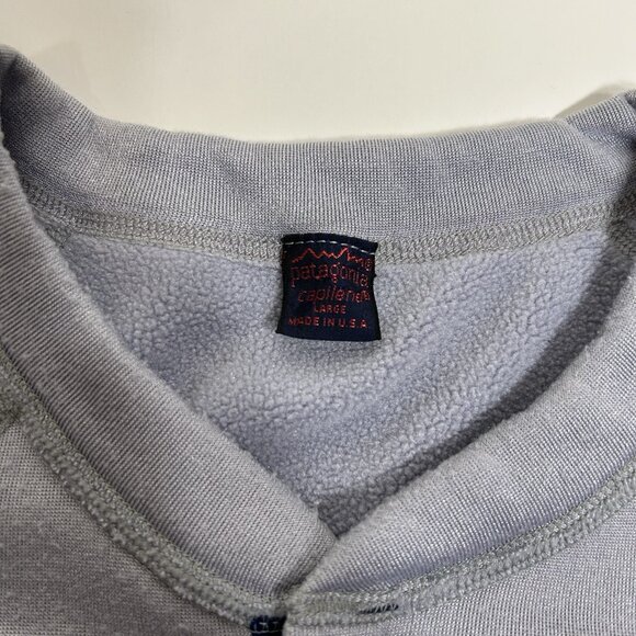 Vtg Patagonia Capilene Fleece Sweatshirt Men Henley Blue Gray Pullover Sz L USA - Picture 3 of 6